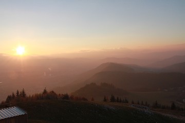 sunset in mountains