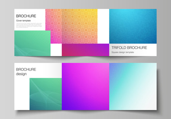Fototapeta premium The minimal vector editable layout of square format covers design templates for trifold brochure, flyer, magazine. Abstract geometric pattern with colorful gradient business background.