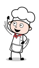 Waving Hand Gesture - Cartoon Waiter Male Chef Vector Illustration﻿