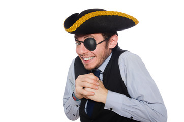 Businessman pirate isolated on white background