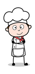Staring and Smiling - Cartoon Waiter Male Chef Vector Illustration﻿