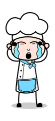 Crying - Cartoon Waiter Male Chef Vector Illustration﻿