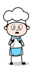 Terrified - Cartoon Waiter Male Chef Vector Illustration﻿