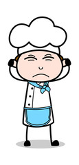 Don't Want to Listen - Cartoon Waiter Male Chef Vector Illustration﻿