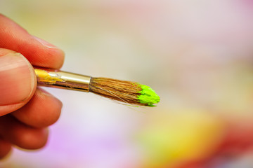 Painting artwork: paint brushes on painting background
