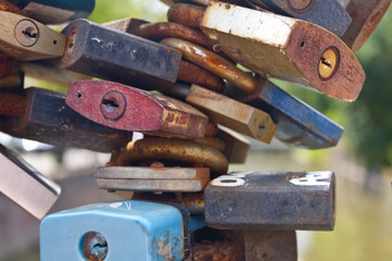 Lock. Conceptual photo of closed old locks. Love ,security, safe, privacy or other concept background.