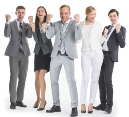Obraz premium Business people holding fist ok yes gesture