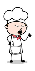 Hand Gesture While Discussion - Cartoon Waiter Male Chef Vector Illustration