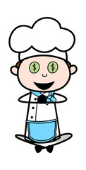 Money Chanting - Cartoon Waiter Male Chef Vector Illustration﻿