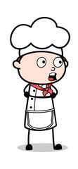 Shocked Face Expression - Cartoon Waiter Male Chef Vector Illustration