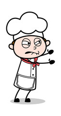 Trying to Push - Cartoon Waiter Male Chef Vector Illustration﻿