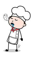 Spirit Leaving Body - Cartoon Waiter Male Chef Vector Illustration﻿