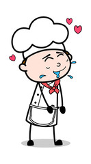 Crazy Lover - Cartoon Waiter Male Chef Vector Illustration﻿