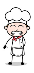 Fake Smile - Cartoon Waiter Male Chef Vector Illustration﻿