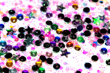 Abstract Shiny Foil Glitter Holographic Stars Hearts Shapes Pretty Background