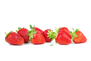 Strawberries on the white background.