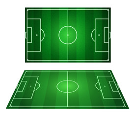 Soccer Football field. Top and isometric view.