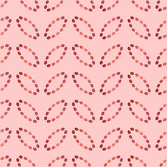 Seamless pattern with ovals of dotted lines. Vector background in shades of pink