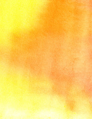 Abstract watercolor background. Yellow Fill on wet paper. Paper texture Hand-drawn watercolor illustration.