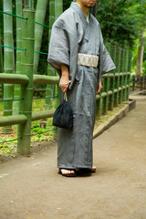 Japanese Kimono style in bamboo forest