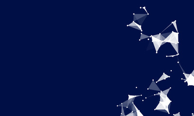 Abstract futuristic background with dots and lines. Vector illustration. Scientific and technological concept, molecular particles and atoms. Big data digital. Polygonal structure.