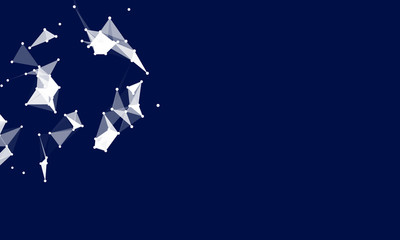 Abstract futuristic background with dots and lines. Vector illustration. Scientific and technological concept, molecular particles and atoms. Big data digital. Polygonal structure.