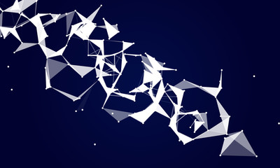 Abstract futuristic background with dots and lines. Vector illustration. Scientific and technological concept, molecular particles and atoms. Big data digital. Polygonal structure.