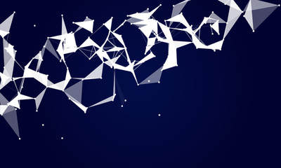 Abstract futuristic background with dots and lines. Vector illustration. Scientific and technological concept, molecular particles and atoms. Big data digital. Polygonal structure.