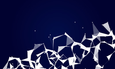 Abstract futuristic background with dots and lines. Vector illustration. Scientific and technological concept, molecular particles and atoms. Big data digital. Polygonal structure.