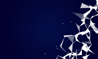 Abstract futuristic background with dots and lines. Vector illustration. Scientific and technological concept, molecular particles and atoms. Big data digital. Polygonal structure.