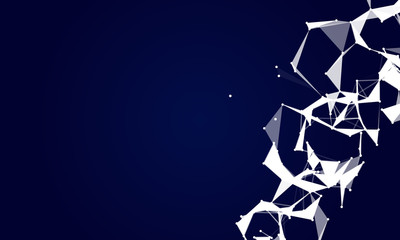 Abstract futuristic background with dots and lines. Vector illustration. Scientific and technological concept, molecular particles and atoms. Big data digital. Polygonal structure.