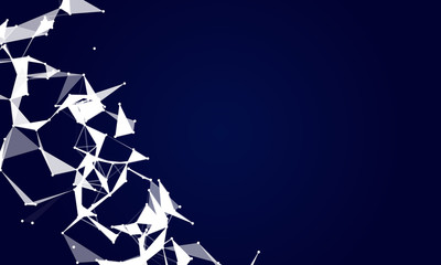 Abstract futuristic background with dots and lines. Vector illustration. Scientific and technological concept, molecular particles and atoms. Big data digital. Polygonal structure.