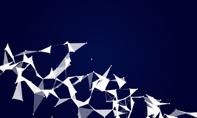 Abstract futuristic background with dots and lines. Vector illustration. Scientific and technological concept, molecular particles and atoms. Big data digital. Polygonal structure.