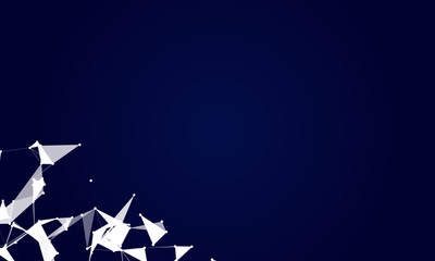 Abstract futuristic background with dots and lines. Vector illustration. Scientific and technological concept, molecular particles and atoms. Big data digital. Polygonal structure.