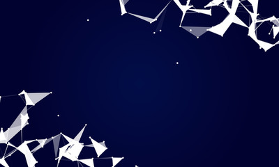Abstract futuristic background with dots and lines. Vector illustration. Scientific and technological concept, molecular particles and atoms. Big data digital. Polygonal structure.