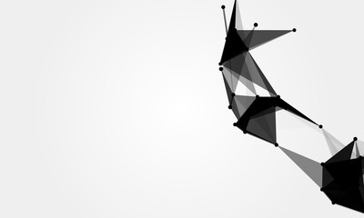 Abstract futuristic background with dots and lines. Vector illustration. Scientific and technological concept, molecular particles and atoms. Big data digital. Polygonal structure.