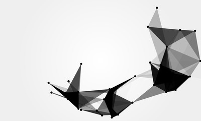 Abstract futuristic background with dots and lines. Vector illustration. Scientific and technological concept, molecular particles and atoms. Big data digital. Polygonal structure.