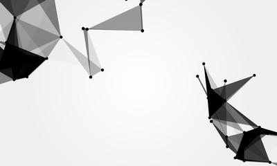 Abstract futuristic background with dots and lines. Vector illustration. Scientific and technological concept, molecular particles and atoms. Big data digital. Polygonal structure.