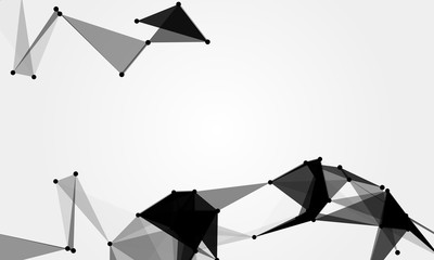 Abstract futuristic background with dots and lines. Vector illustration. Scientific and technological concept, molecular particles and atoms. Big data digital. Polygonal structure.