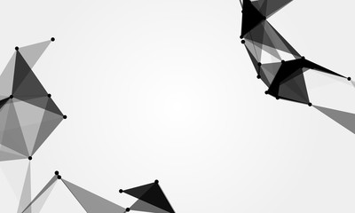 Abstract futuristic background with dots and lines. Vector illustration. Scientific and technological concept, molecular particles and atoms. Big data digital. Polygonal structure.