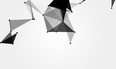 Abstract futuristic background with dots and lines. Vector illustration. Scientific and technological concept, molecular particles and atoms. Big data digital. Polygonal structure.