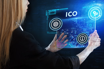The concept of business, technology, the Internet and the network. A young entrepreneur working on...