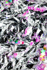 Abstract Shiny Foil Glitter Holographic Stars Hearts Shapes Pretty Background