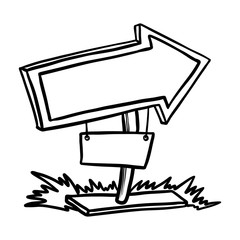 Doodle Wood signboard icon. Hand drawn Cartoon of wood signboard vector icon for web design isolated on white background