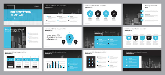 layout design template for business presentation and use for annual report template  design with infographic elements and chart   concept