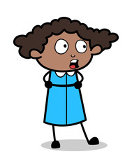 Talking Style - Retro Black Office Girl Cartoon Vector Illustration