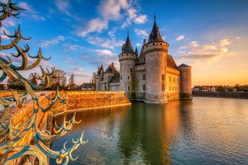 Fototapeta na wymiar Famous medieval castle Sully sur Loire, Loire valley, France.
