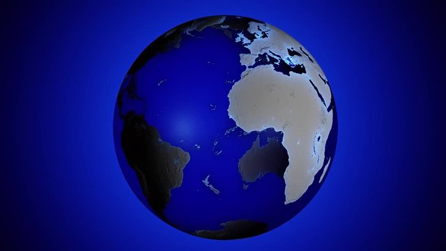 Blue transparent 3d animated earth showing the borders of the country India and the capital New Delhi in 4K resolution at daytime