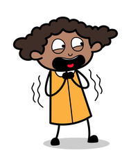 Horrified - Retro Black Office Girl Cartoon Vector Illustration