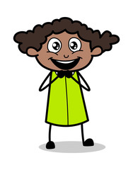 Adorable - Retro Black Office Girl Cartoon Vector Illustration